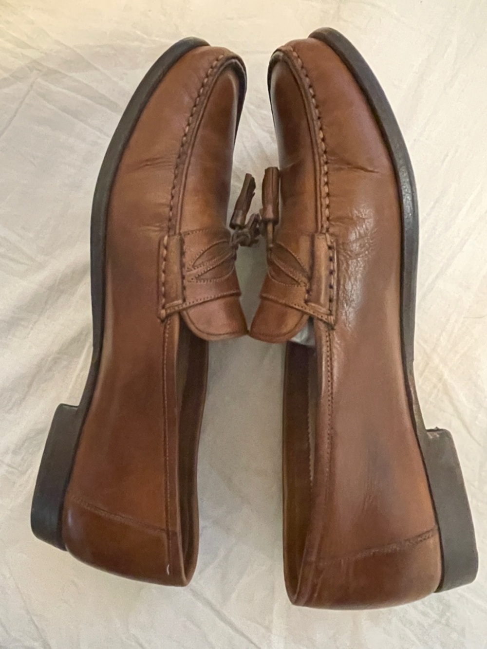 Santoni Brown Leather Loafers with Tassels - Picture 5 of 12